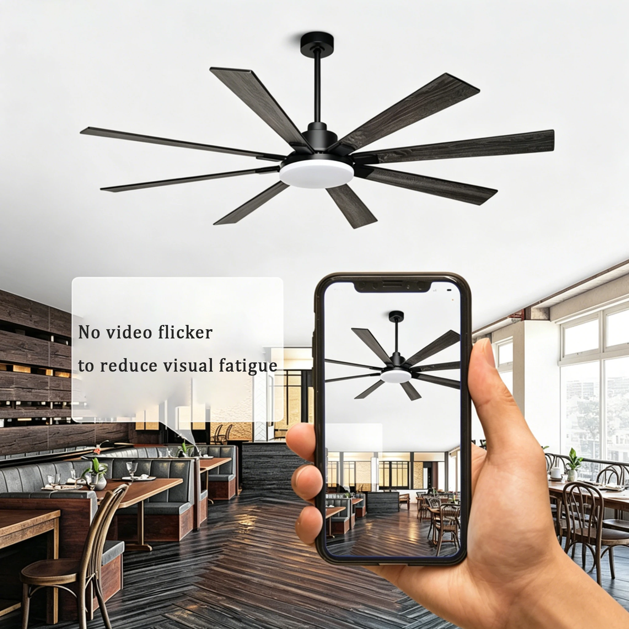 Large 72 Inch Ceiling Fans with Lights 8 Reversible Blades