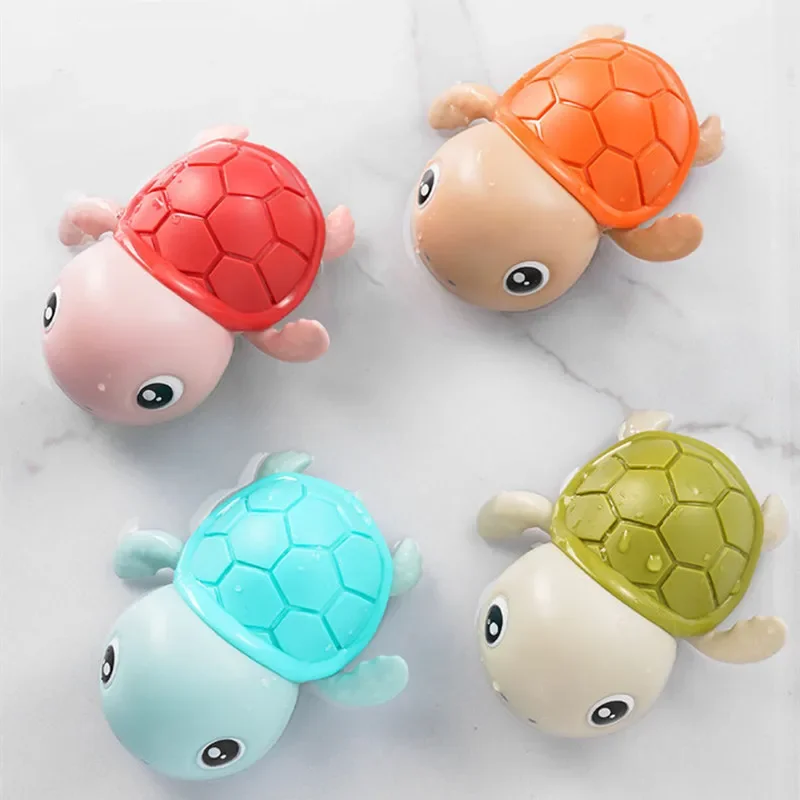 Baby Bath Toys Animal Cute Cartoon Tortoise Toddler Water Toys Wind-Up Swim Turtle Bathroom Baby Clockwork Animal Toy