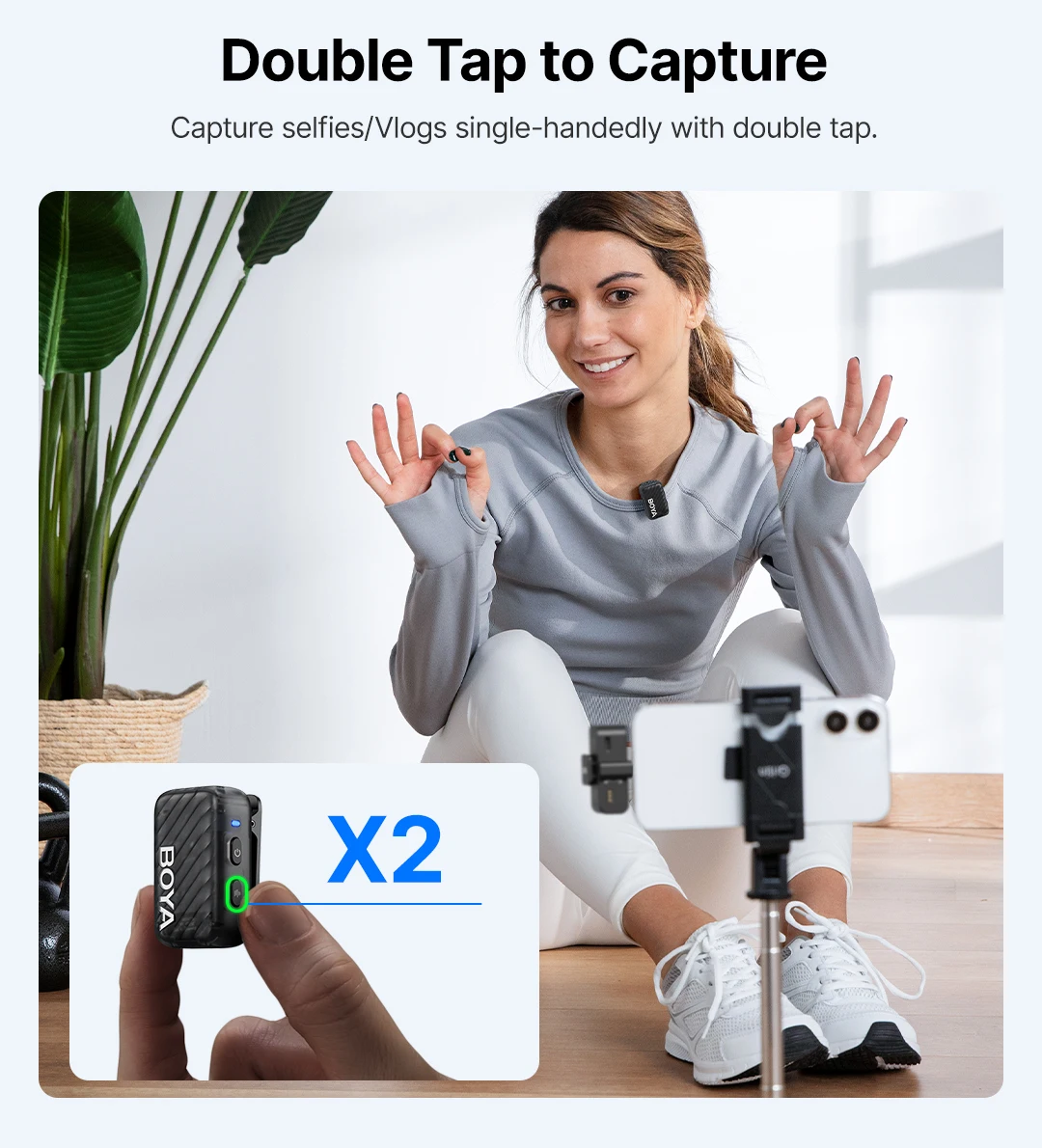 BOYA BOYAMIC 2, professionelles kabelloses Lavalier-Ansteckmikrofon für iPhone, USB-C, Android-Kamera für Live-Streaming, Aufnahme, Vlog – Detail 11