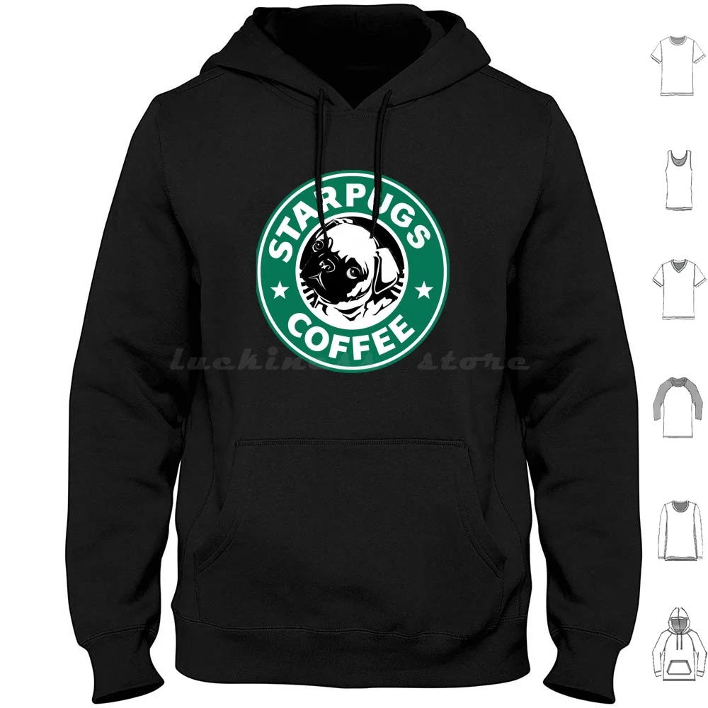 Starpugs Coffee Camiseta clássica com capuz manga comprida Starpugs Coffee