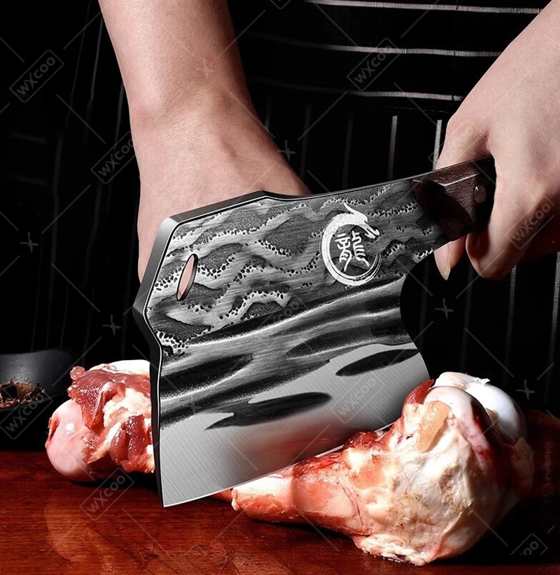 WXCOO Wooden Handle Stainless Steel Forged Chef Knives Utility Knife Fruit Slicing Bone Chopper Multifunctional Kitchen Knife