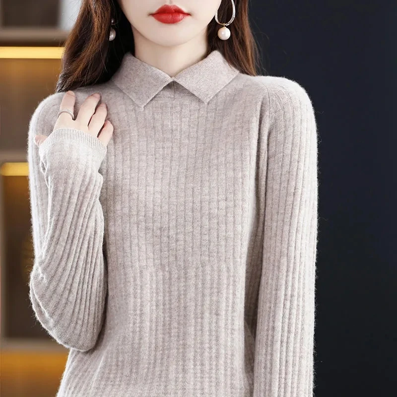 2023 Autumn Winter Thick Sweater Women Knitted Ribbed Pullover Sweater Long Sleeve Slim Jumper Soft Warm Pull Femme Tops