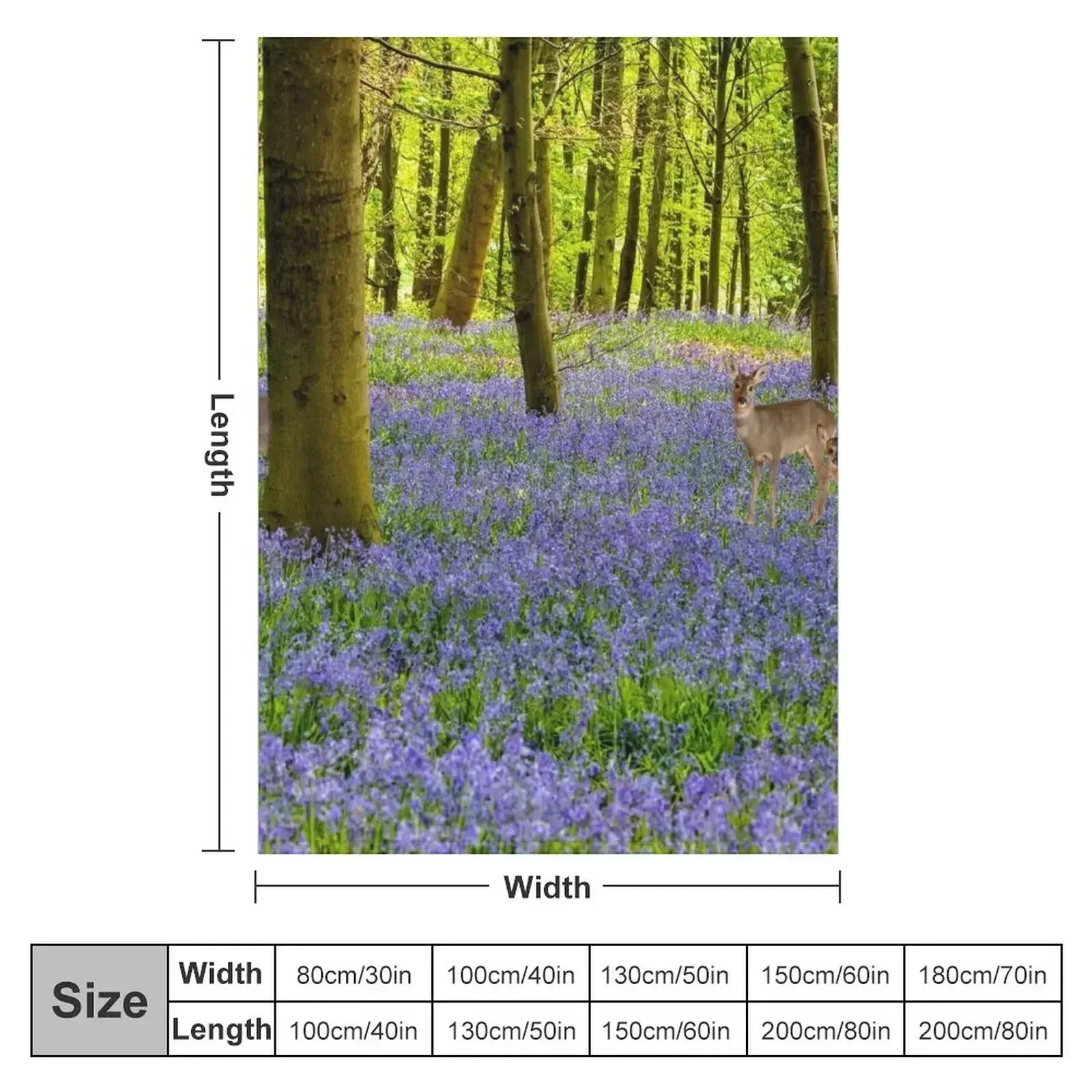 Deer and Bluebells Throw Blanket Bed covers Winter beds Blankets