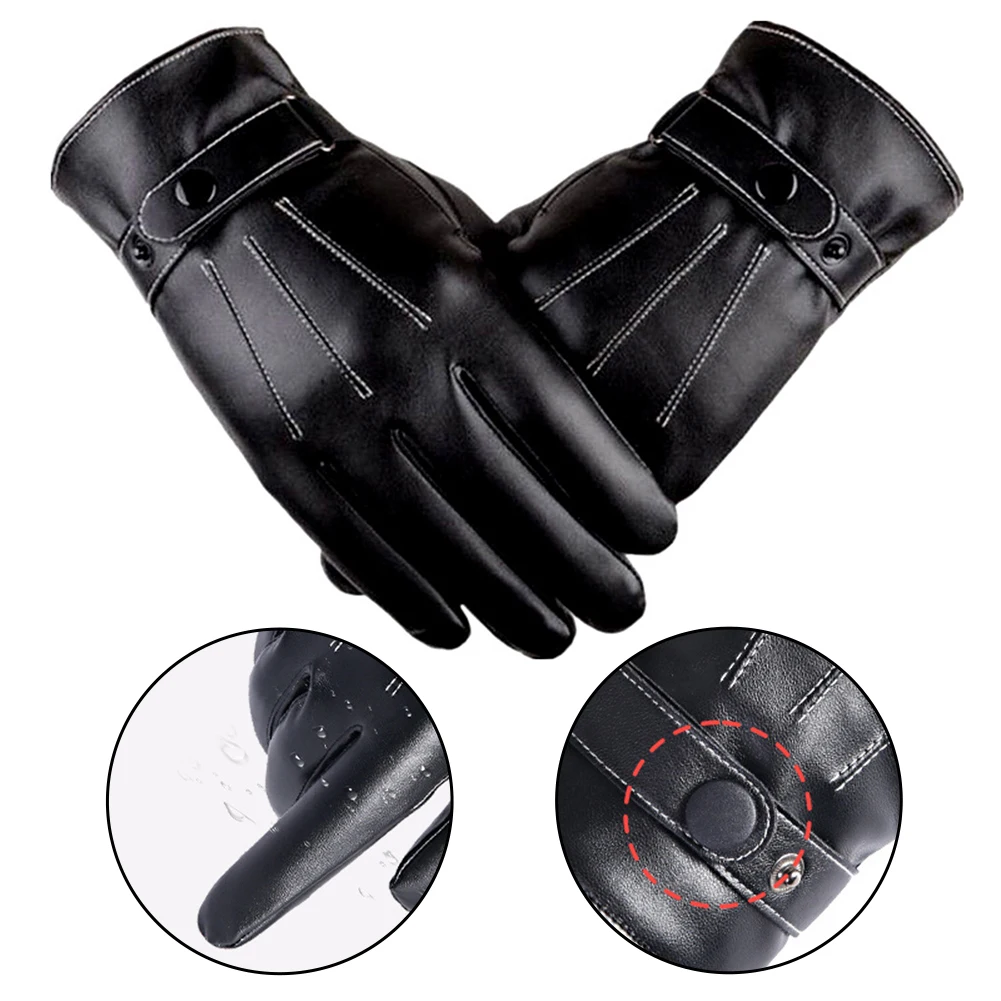 Motorrad-Winterhandschuhe, Touchscreen, Schnee, Skifahren, winddicht, wasserdicht, Leder, Motorradhandschuhe, 24 x 11,5 x 1,5 cm