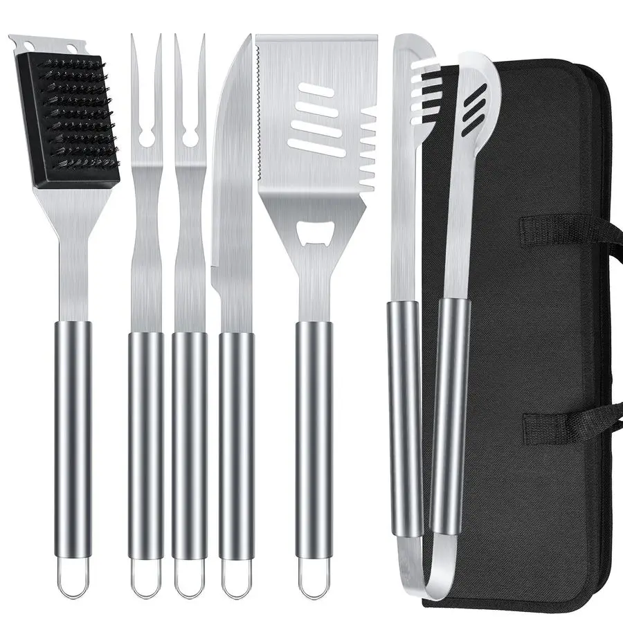 

Grill Tools Set 16inch Heavy Duty, 6 Pcs Barbecue Utensils Kit for Camping, Kitchen, Outdoor Cooking,Suitable as a Gift for Men,