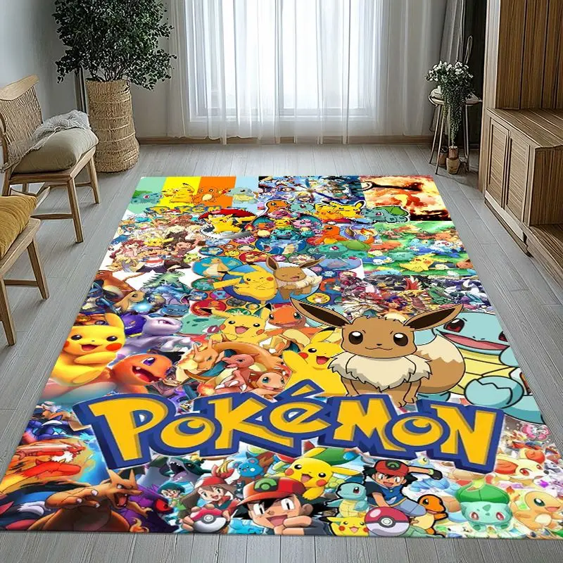 Cartoon P-Pokemon Characters Soft Non-Slip Large Area Rug for Living Room,Bedroom Playroom Carpet Mat for Sofa,Home Decor Gift