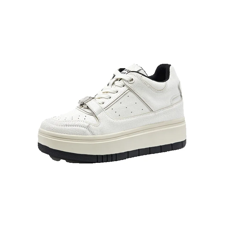 Scarpe da skateboard donna sneakers platform bianche casual_voghion.com