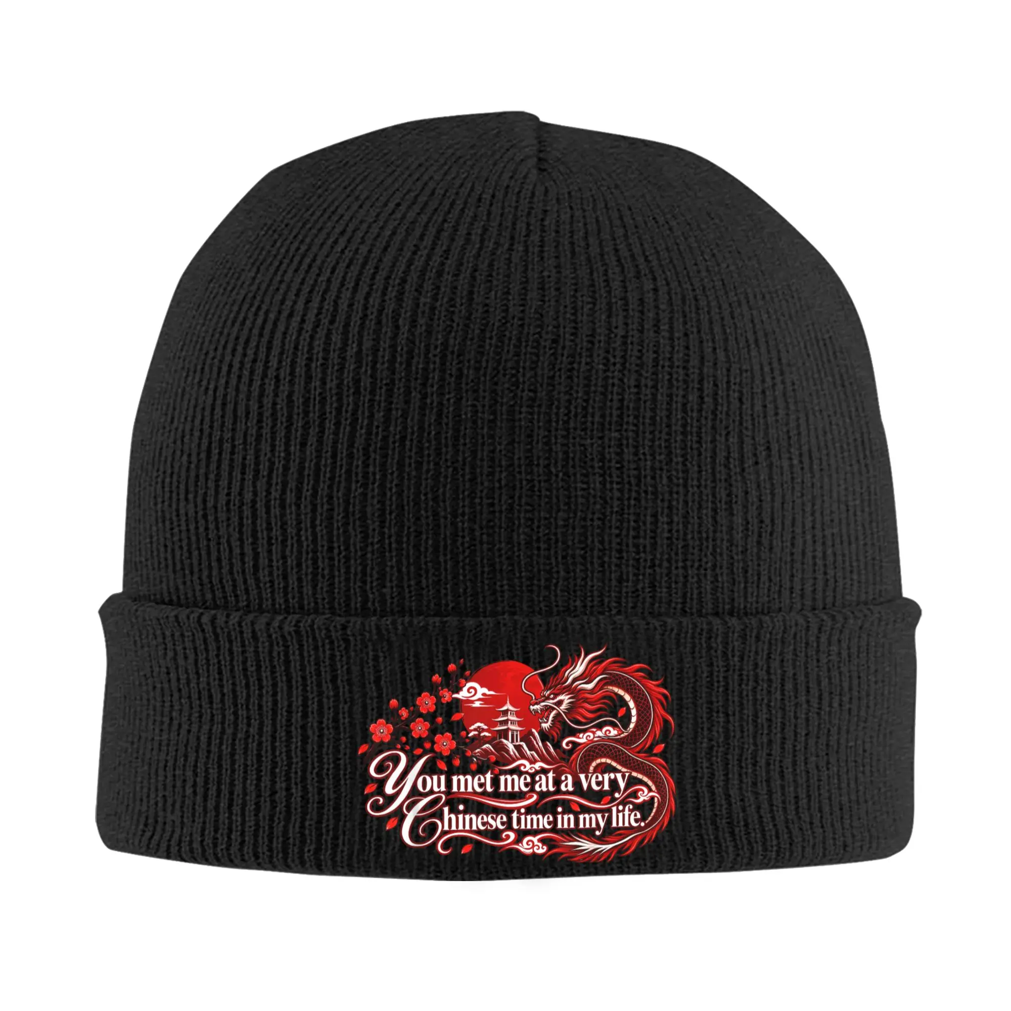 You Met Me At a Very Chinese Time in My Life Knitted Caps for Women Men Skullies Beanies Winter Hat  Warm Cap