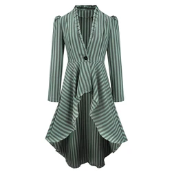 HemVintage Frock Outfit Coat Hem Coat Steampunk Long Puff SleeveStand Collar Women Medieval Victorian Costume