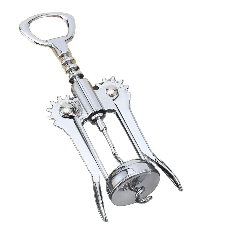 50pcs Stainless Steel Wine Bottle Opener Handle Pressure Corkscrew Angel Wing Red Wine Openers Kitchen Bar Tool