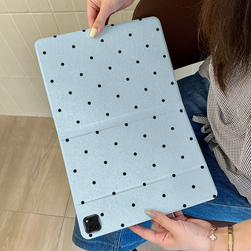 Simple Black Polka Dot Blue Tablet Case For iPad Pro 11 12.9 13 A16 M2 M4 M3 M5 Shell 5/6/7/8/9/10/11th Mini Air 3 4 5 6 7 Cover