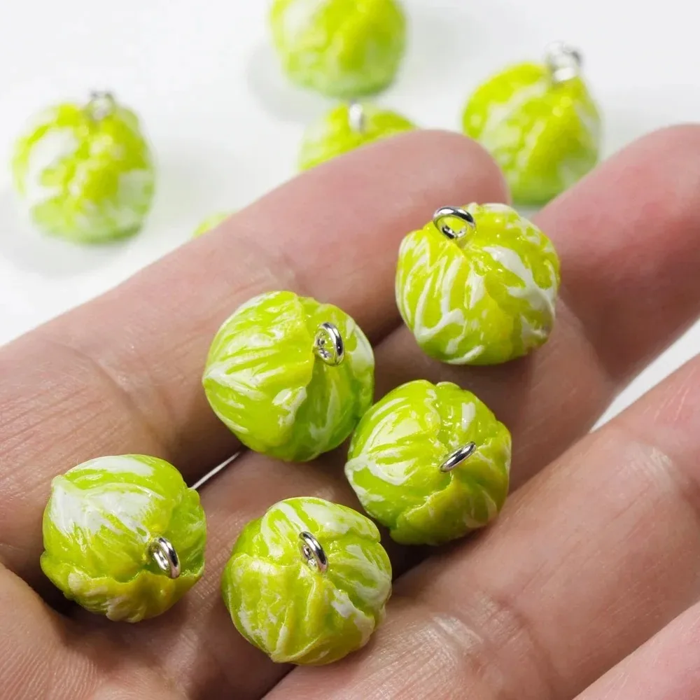 10Pcs Per Lot 3D Simulated Cabbage Resin Charms Mini Vegetable Pendants DIY Craft Supplies For Earrings Necklaces Jewelry Making