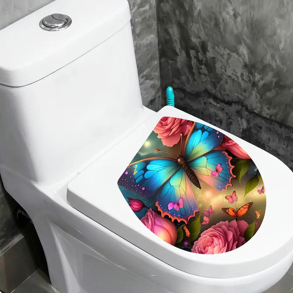 Modern Bathroom Decor Butterfly Wall Sticker PVC Toilet Cover Decal Waterproof Self Adhesive Removable Home Art Supplies