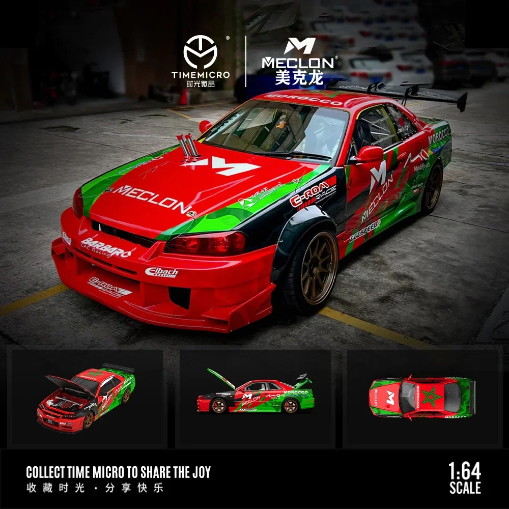 PreSale TM 1:64 Skyline GTR R34 Red Green Diecast Diorama Car Model Collection Miniature Toys Time Micro