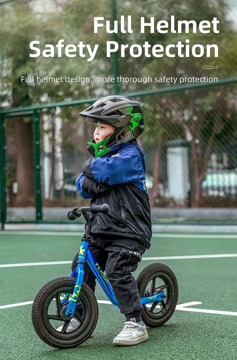 ROCKBROS Kinder-Fahrradhelm Abnehmbarer Vollvisier-Fahrradhelm für Kinder Skateboard-Roller-Sicherheitshelm MTB Rennrad-Helm – Detail 3