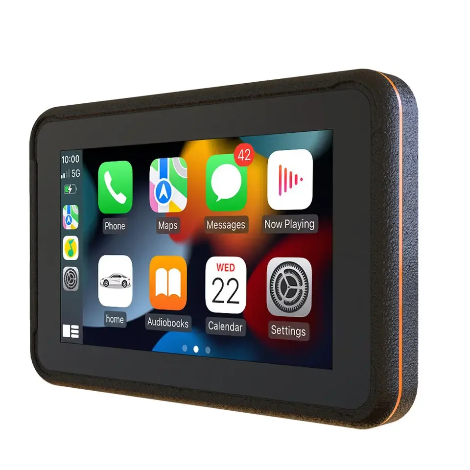 

External Touch Screen Carplay 5 Inch Waterproof Motorcycle Navigator Auto Carplay Dual Lens Karadar MT5004