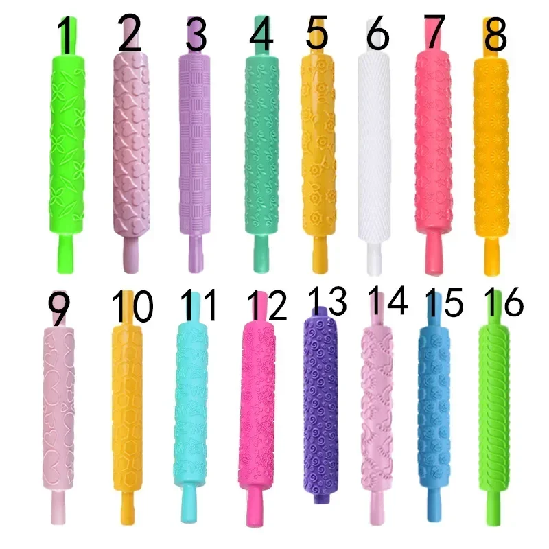 Roller Cake Decorating Embossed Rolling Pins Textured Non-Stick Fondant Pastry Icing Clay Dough Roller Kitchen Baking Tools