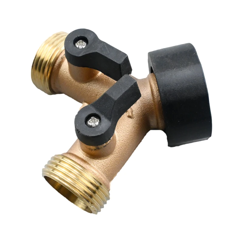 3/4 Inch 2-Way Garden Tap Connector Brass Garden Hose Splitter Y-Type Watering Distributor Coupler For Outdoor Faucet 1pcs