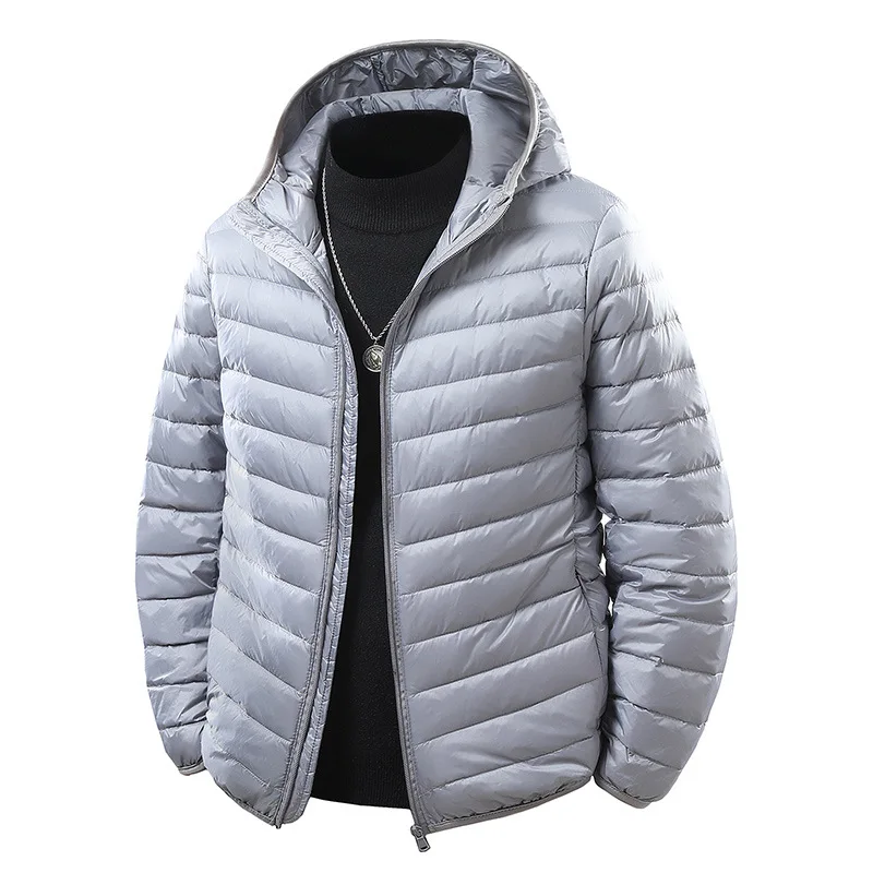 Mens Cross border Bestseller Lightweight Down Jacket Autumn Winter Hooded Stand Collar Down Coat for Men