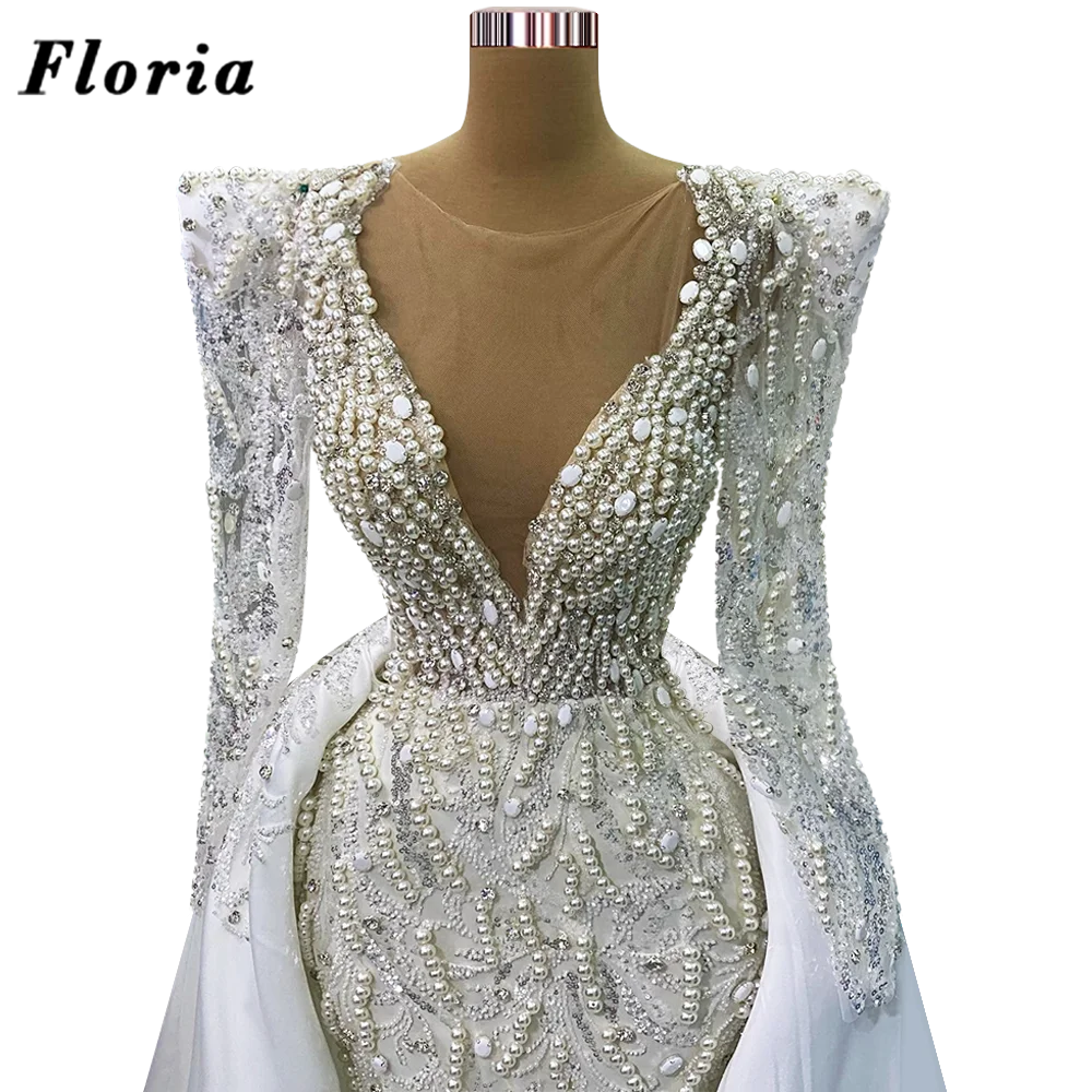 Robe de Soirée Élégante à Manches sulfpour Mariage, Tenue de Bal de Dubaï avec Fente Latérale, Style Moyen-Orient, Rotterdam, Perles Kly