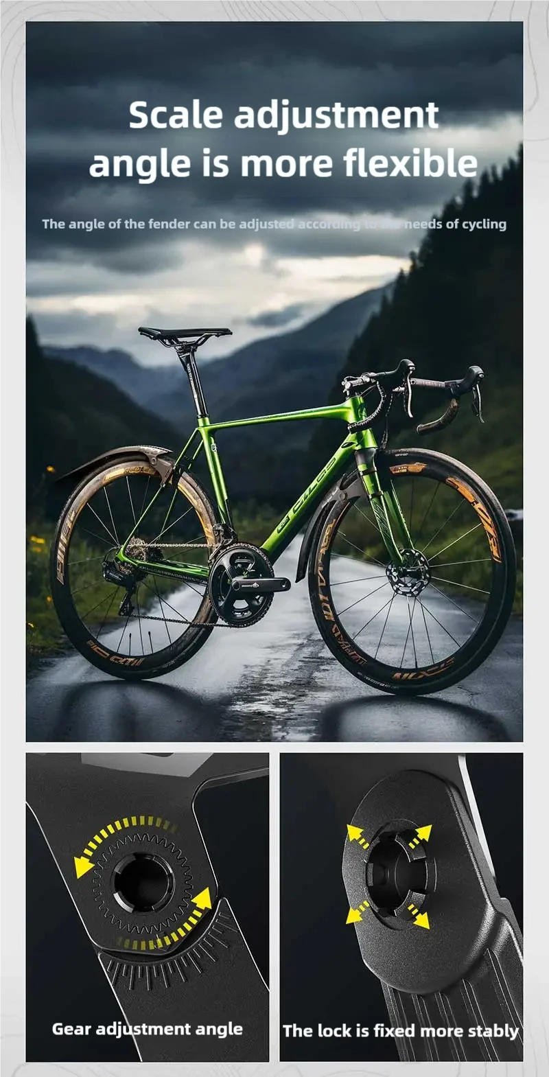 ENLEE Fahrrad Kotflügel Melone Fahrrad Schaber Kies Flacher Griff Schlamm Fliesen Wasser Barriere Einstellbar Erweitern Outdoor Regen Barriere – Detail 6