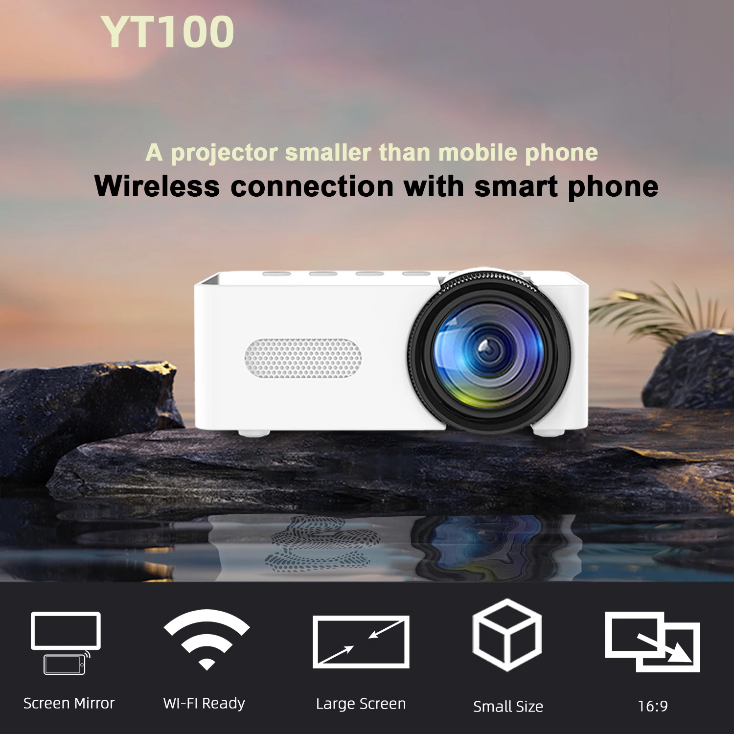 

YT100Home micro portatile tasca esterna mini proiettore connessione wireless USB IOS telefono Android stessa riproduzione dello
