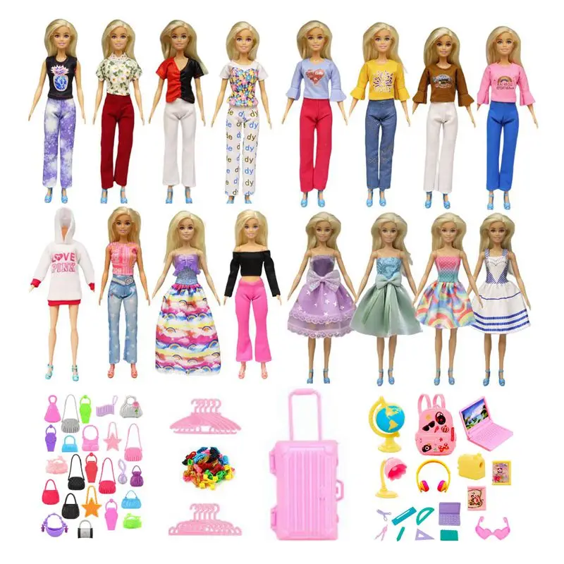 

Miniature Dollhouse Items 78 Items/Lot Mini Clothes Dolls Accessories Pretend Play Toy For Barbie DIY Kids Toys Birthday Present