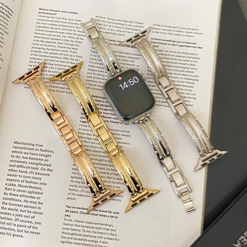 

French-style Rhinestone Decoration Metal Woman for Apple Watch Band Series 8/7/6/10 40mm 41mm 38mm 42mm 44mm 45mm 46mm Strap