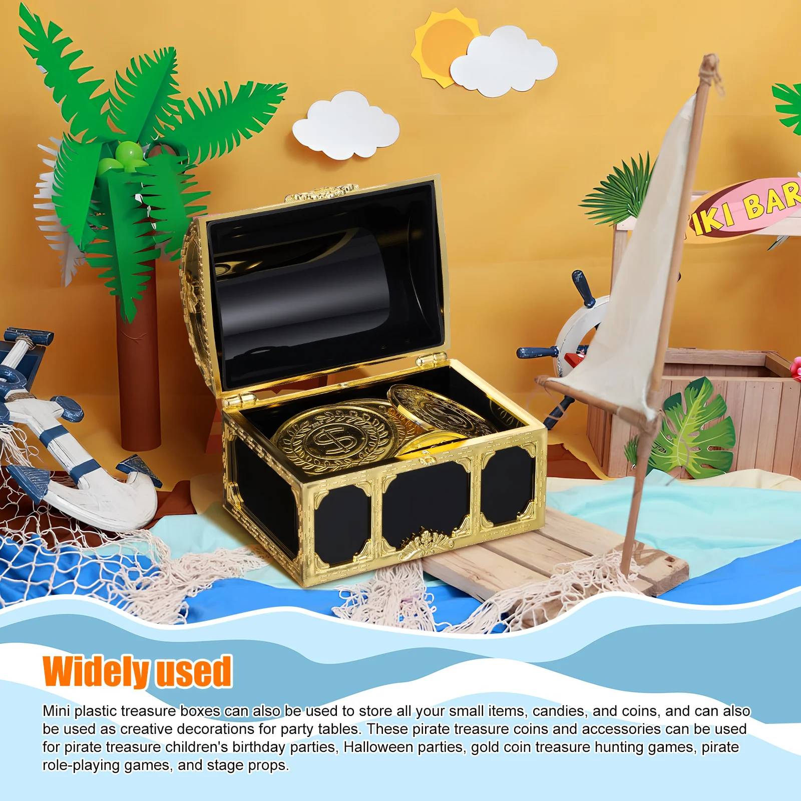 10 قطع القراصنة الكنز الصدر مجموعة خمر صندوق تخزين من البلاستيك الصغير للأطفال لعب الأدوار في الهواء الطلق الكنز هانت الطرف #5