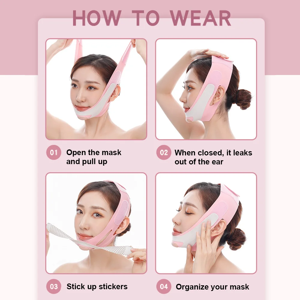 قطعتان من حزام الوجه المرن بالأشعة تحت الحمراء البعيدة لشد الوجه وتصغيره، حزام فك مرن، أداة للعناية بالوجه، ضمادة للوجه محمولة للاستخدام المنزلي