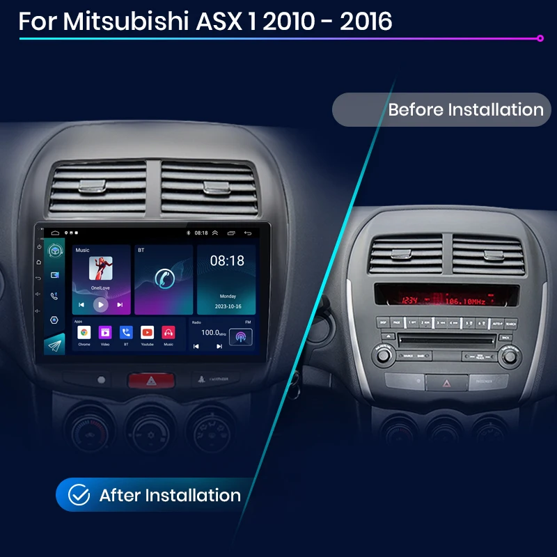 Android 13 2din Car Radio Multimedia Video Player For Mitsubishi ASX 1 2010-2016 GPS Navigation Carplay Auto Stereo DSP 4G+WiFi