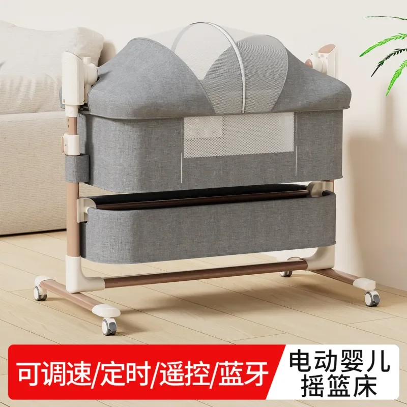 Electric Baby Bedside Crib Multifunctional Mobile Splicing Large Bed Children Cot Electric Cradle for Nursery