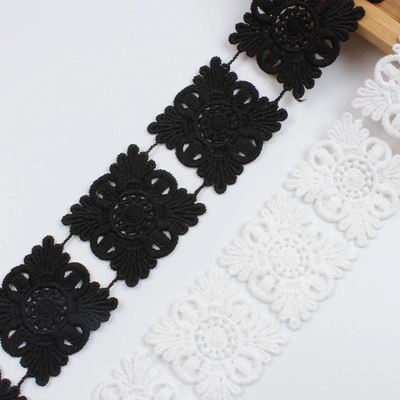 2Yards/Lot White Water Soluble Lace Trims Embroidered Mesh Ribbon DIY Appliques Handmade Sewing Tull Craft Underwear Supplier