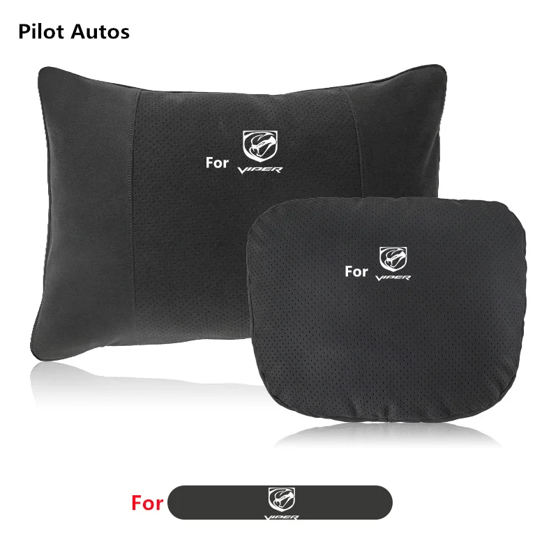 For Dodge For Viper-D Car Headrest Waist Pillow Neck Rest Cushion Seat Headrest Driver Lumbar Support Leather Memory Cotton