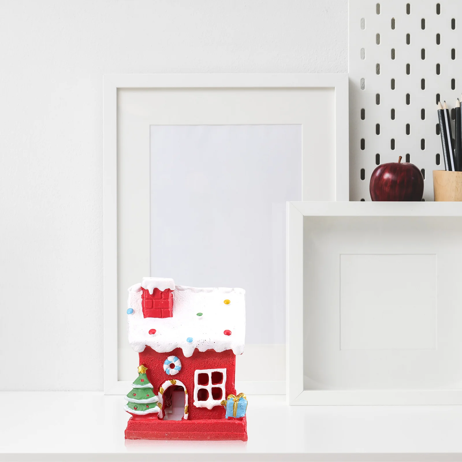 1 قطعة عيد الميلاد منزل صغير مضيئة الراتنج ديكور المشهد الصغير عيد الميلاد سطح المكتب زخرفة مهرجان هدية عيد الميلاد لوازم الحفلات