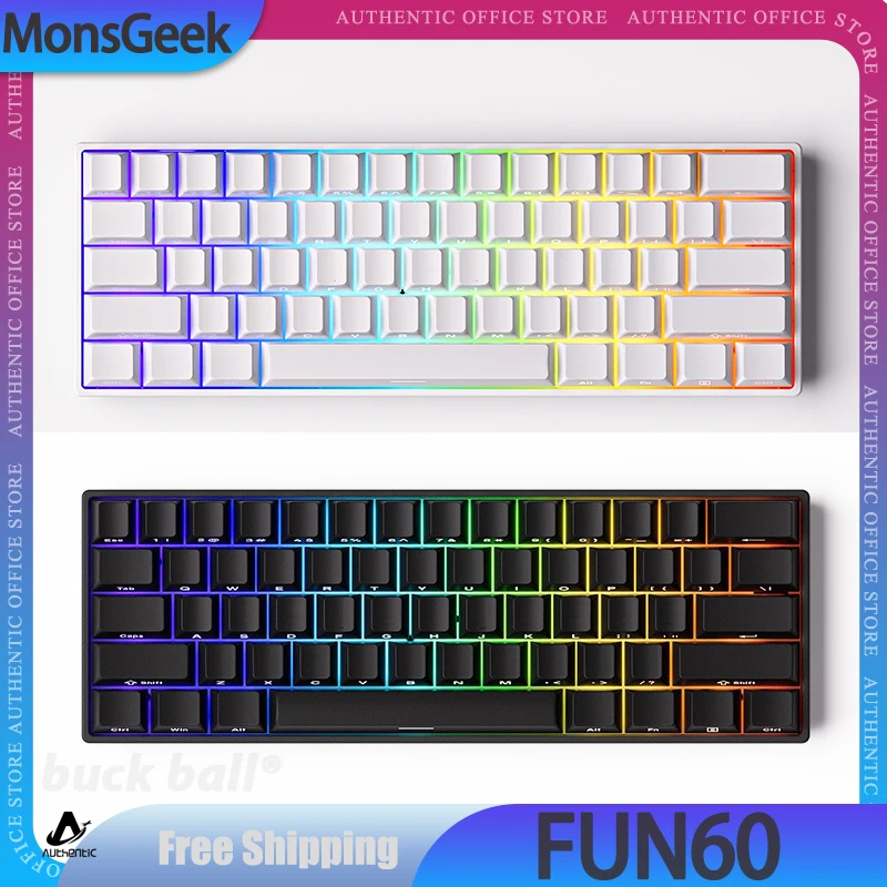 Akko-monsgeek fun60 proゲーミングキーボード,磁気e-sportスイッチ,デュアル8kポーリングレート,0.01rt SOCD MT,ワイヤレスRGB