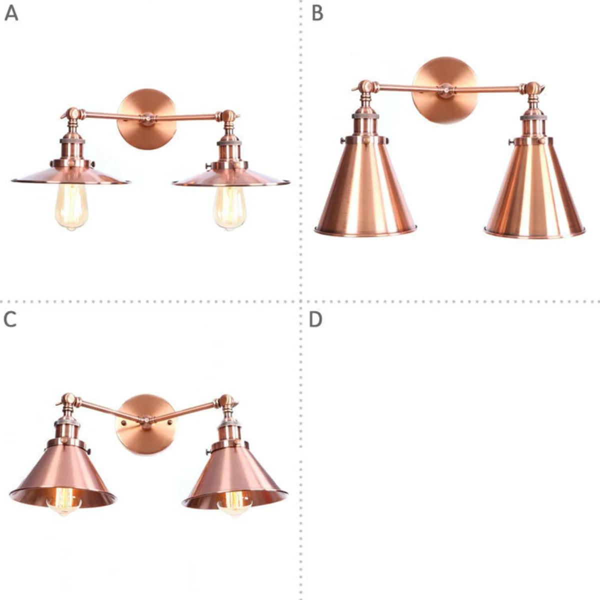 System Rural Concise Personality Restaurant Aisle Indoor Tungsten Wire Warehouse Red Bronze Originality Both Head Wall Lamp