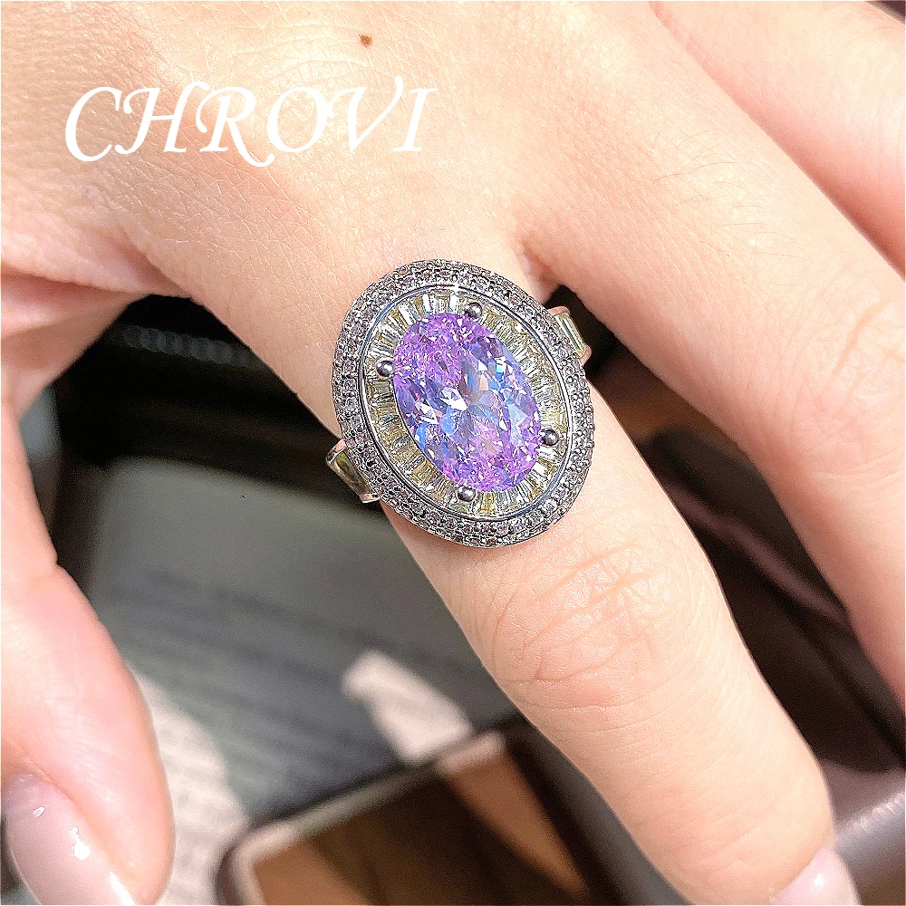 Luxury-Style 925 Sterling Silver Ultra-Shimmering Ring, Fashionable High-End Round Diamond Ring, Engraved with Precious Stones