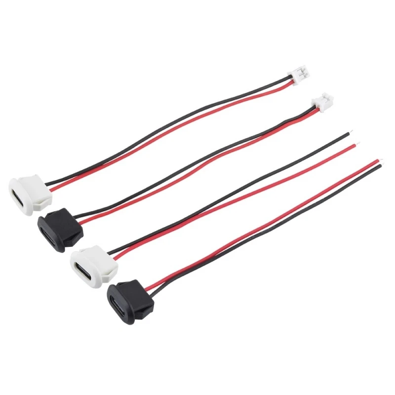 Type-C 2P Female Connector Glue Injection Direct Pressure Type 24AWG with Cable Elliptical Charging Port for Desk Lamp Modificat
