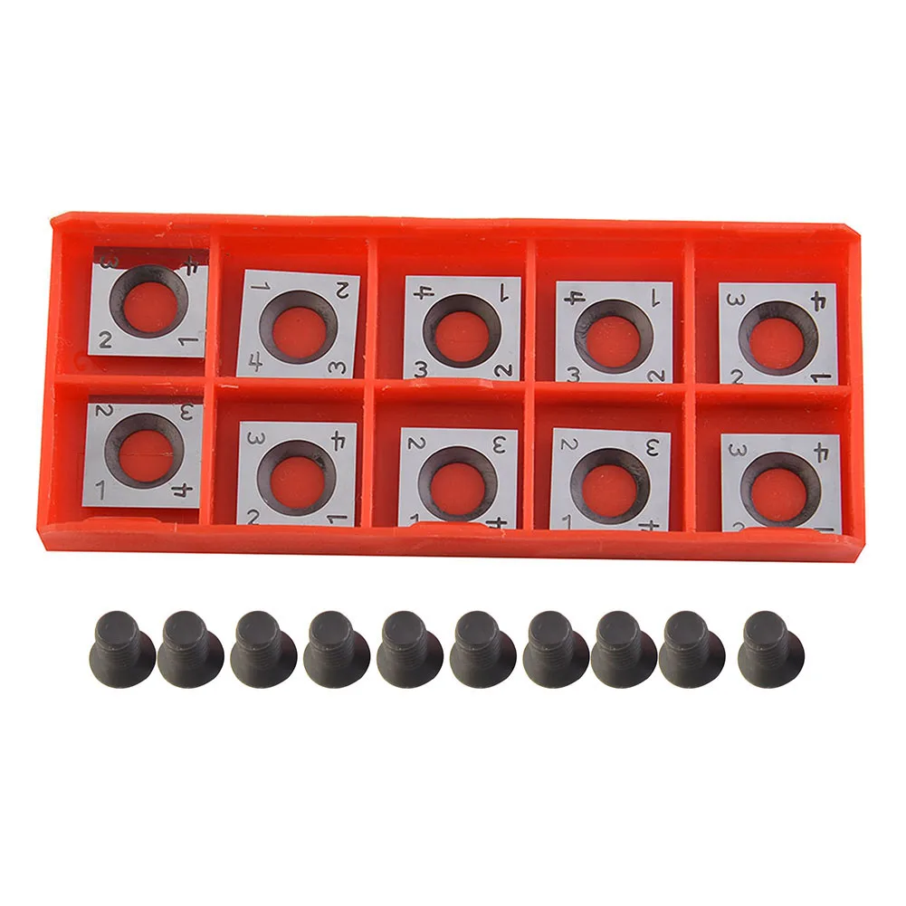 

10pcs 14x14mm Carbide Blades Carbide Inserts Cutters With Screws Turning Tool Parts For Woodworking Spiral Planer Head