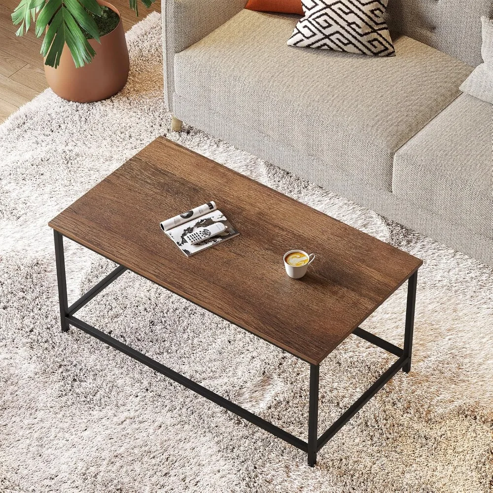 Coffee Table Simple Modern Rectangular Center Table Open Space Minimalist for Living Room Home Office Industrial Cocktail