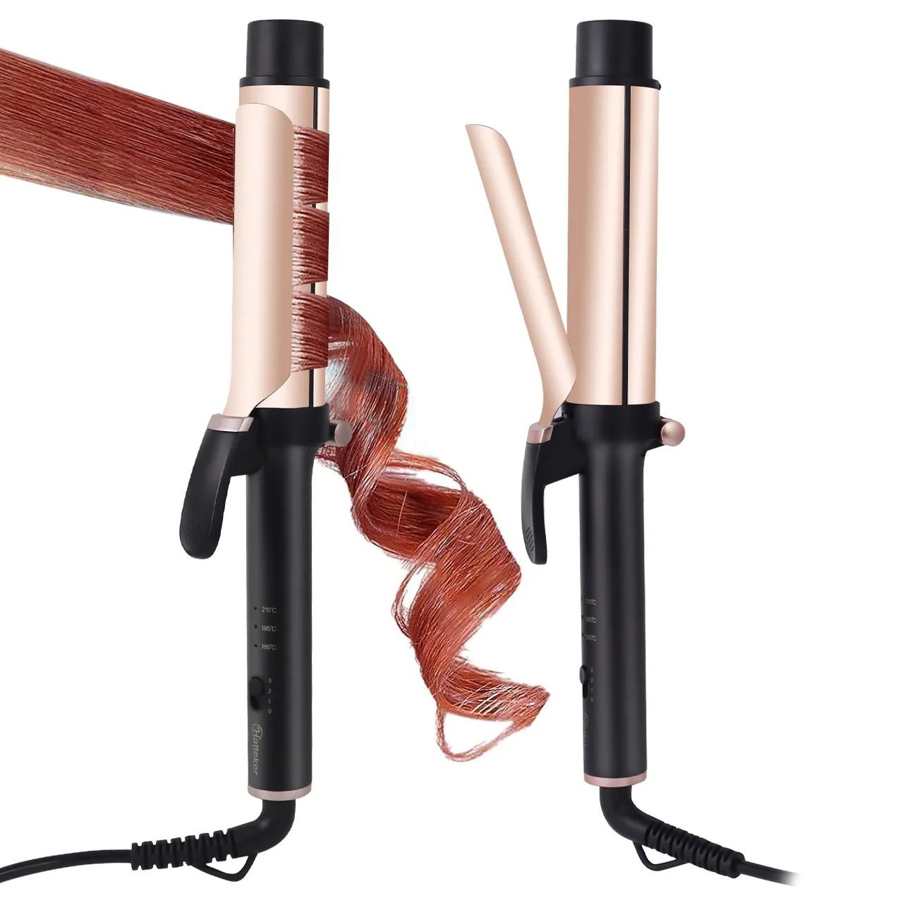 Hatteker Electric Curling Iron for Women 3-Level Temperature Control Ceramic Hair Protecting Curler Home Use Styling Tool US