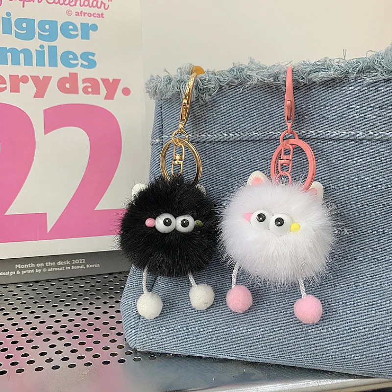 Fluffy Keychain Cute Cute Plush Keychain Big Eyes Keychain High Quality Cartoon Bag Charm For Daily Use Bag Backpack