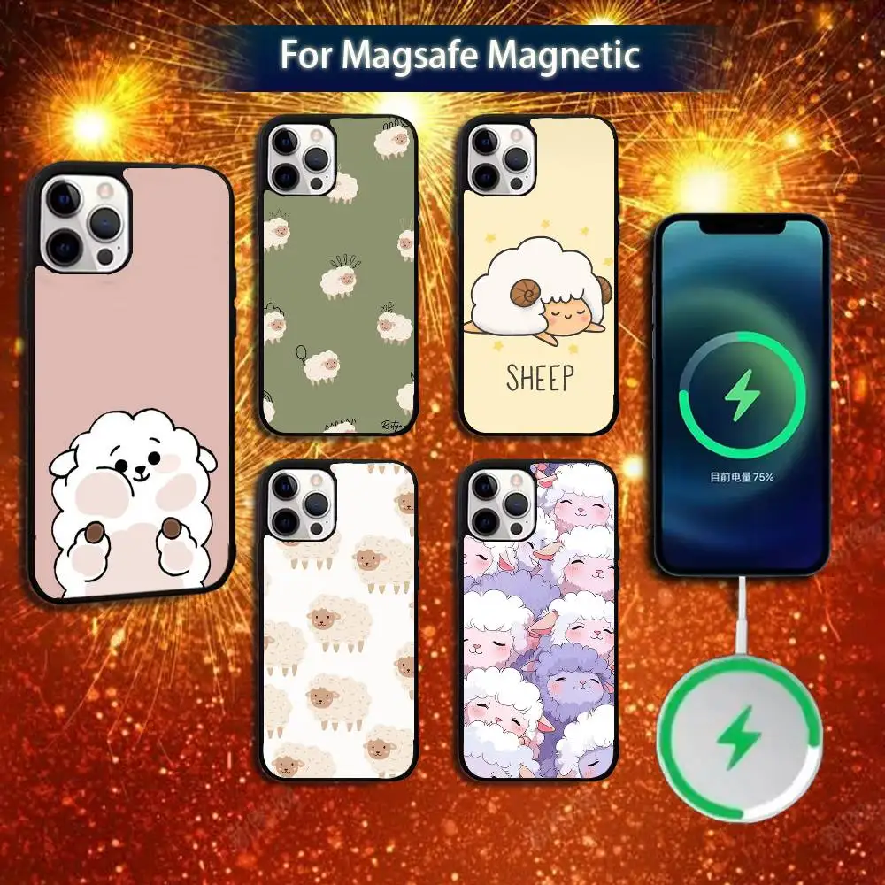 

Cartoon Cute Sheep Phone Case For iPhone 16e,16,15,14,13,12,11,Plus,Pro,Max,Mini Magsafe Magnetic Wireless Charging
