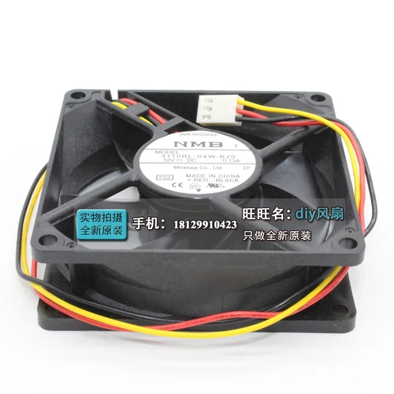 

NMB-MAT 3110RL-04W-B20 F02 DC 12V 0.13A 80x80x25mm 3-Wire Server Cooling Fan
