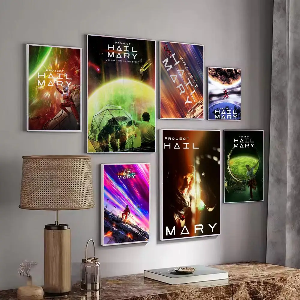 Space Sci-Fi Movie P-Project H-Hail Mary Poster Wall Art Print Sticker for Bedroom Living Room Dorm Office Modern Home Decor