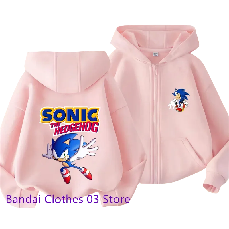 New Sonic Lightning Kids Zipper Hoodie Cartoon Print Autumn/Winter Long-sleeved Sweatshirt Casual Jacket Top 2-12 Y Boys Girls