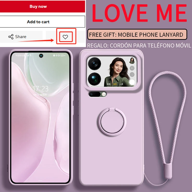 Hülle für Xiaomi 17 Pro Max, Fingerring-Ständer, Halter, Silikon-Abdeckung für 15 Ultra 15 Pro, einfarbiger Linsenschutz, weiche Funda