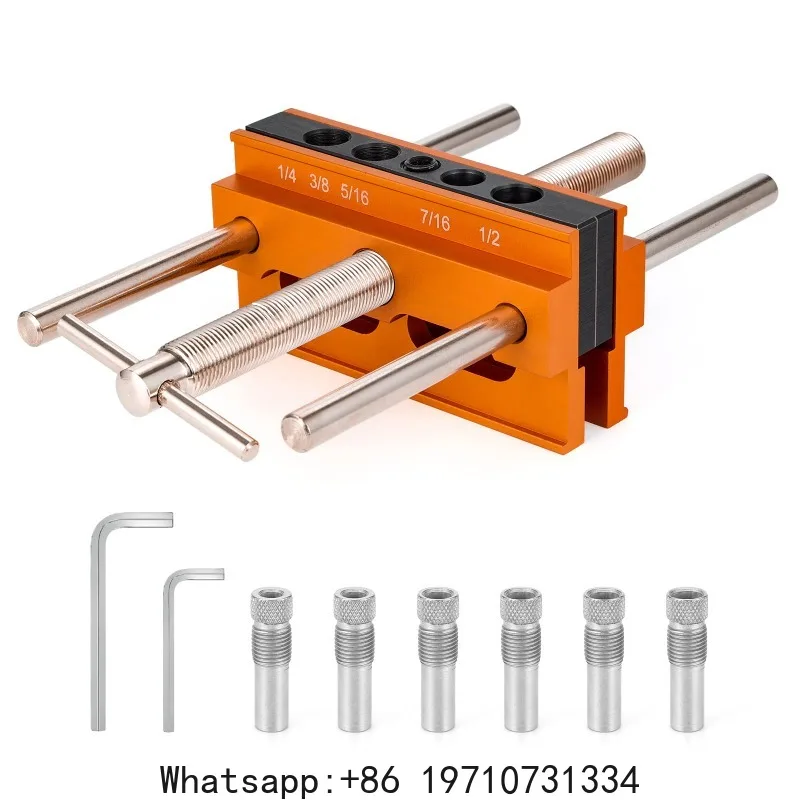 

Self Centering Dowel Jig Kit Woodworking Drill Guide for Straight Hole Portable Drill Block for Wood Dowel Hole with 6 Sleeve