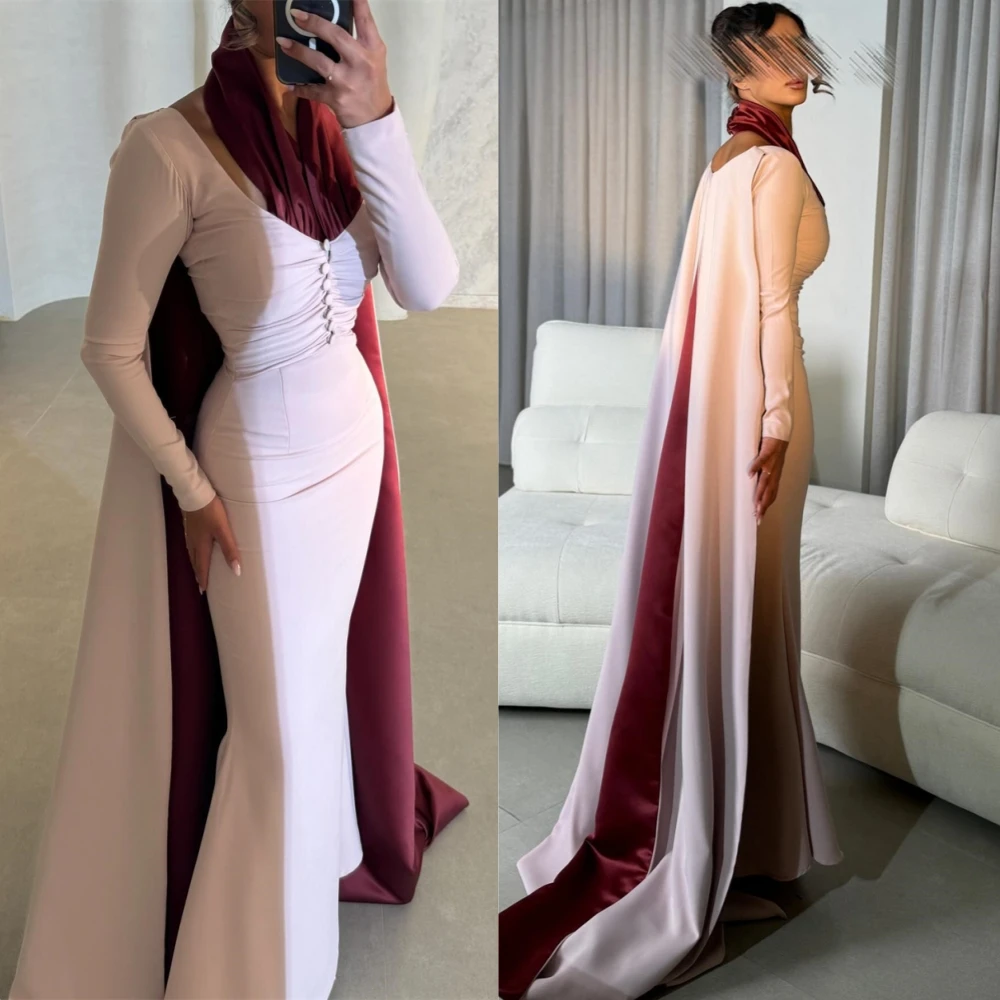 

Customized High Quality Jersey O-Neck Evening Dress Elegant Long Sleeves Prom Dress Classic Mermaid Special Occasion Gowns